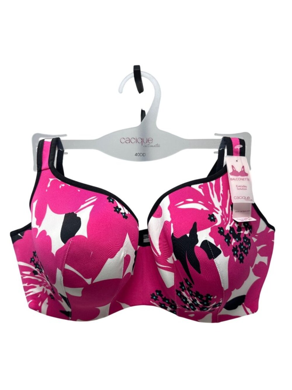 Cacique Intimates Balconette Bra 40DD Pink Floral Everyday Solution
